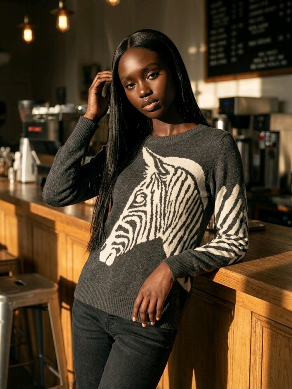 Peck & Peck 100% Cashmere Size Small Zebra Sweater